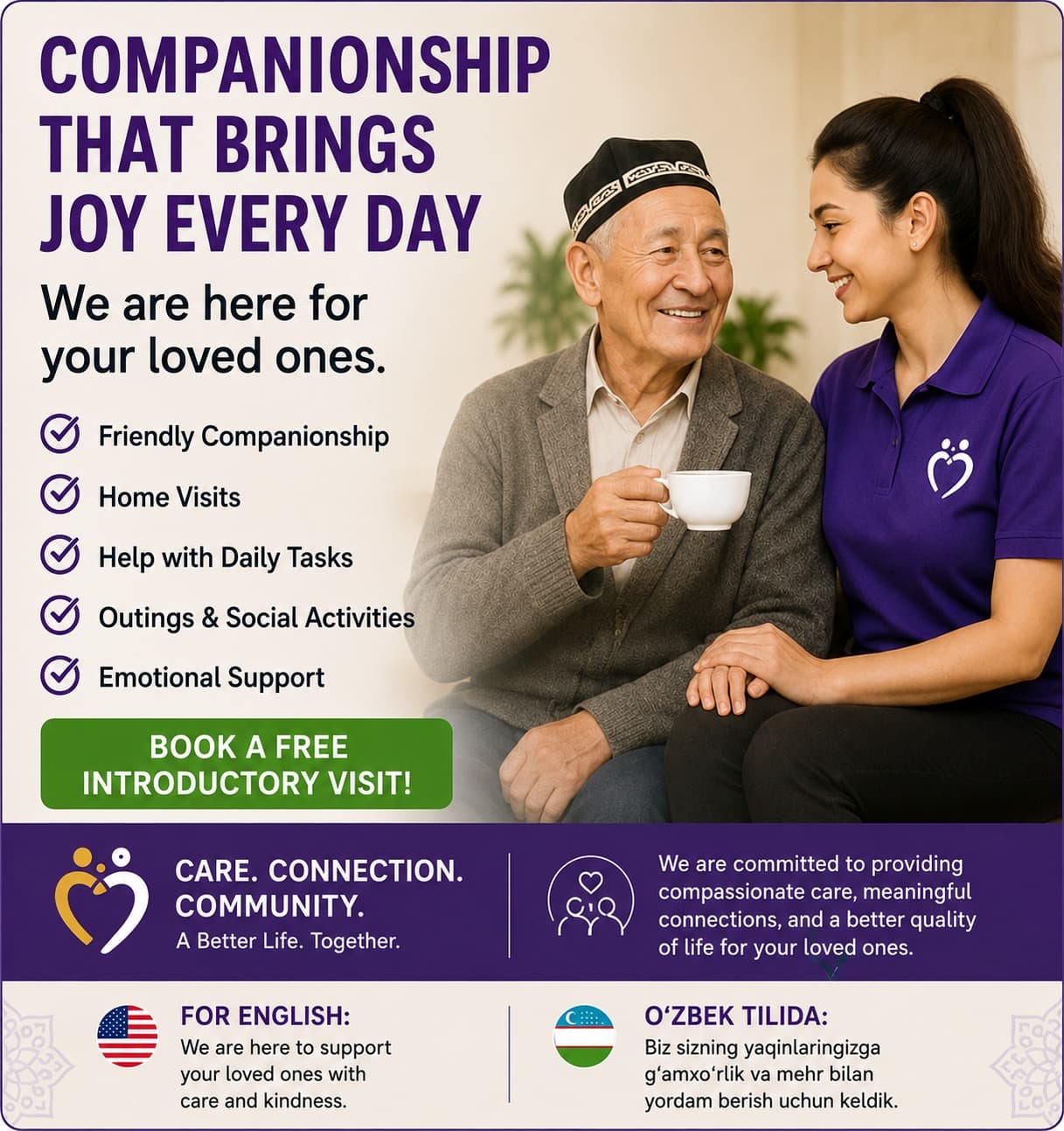 Caregiver helping an elderly person at home